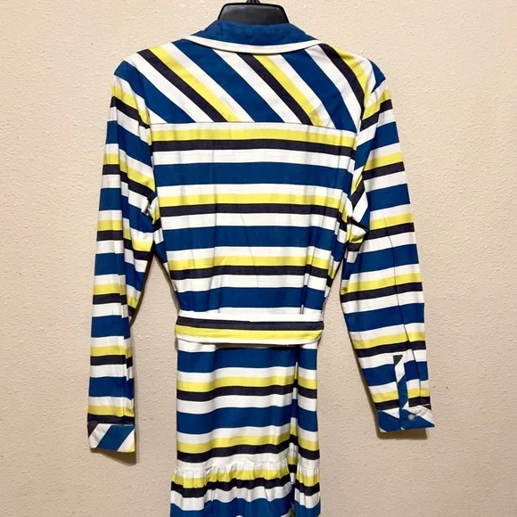 Tommy Hilfiger Blue and Yellow Striped Shirt Dress with Belt. Size 12 - Picture 5 of 6